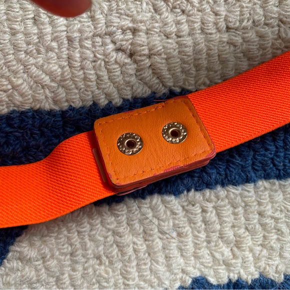 🧡 NEON ORANGE GOLD PLATE STUDDED STRETCHY BELT! - Picture 10 of 14
